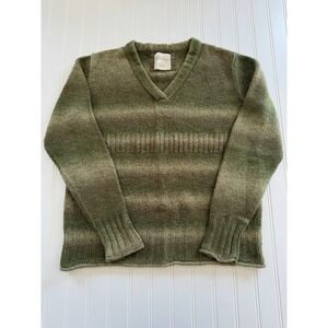 Natural Reflections Womens L Green Ombre Sweater Fuzzy Knit 90s Grunge